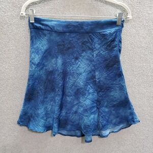 Free People Women Skirt 6 Blue Tie Dye Martine‎ Flirt Mini A-line Front Slit